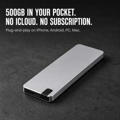 FlashVault™ — Banish "Storage Almost Full" Alerts Forever | Plug-and-Play 500GB
