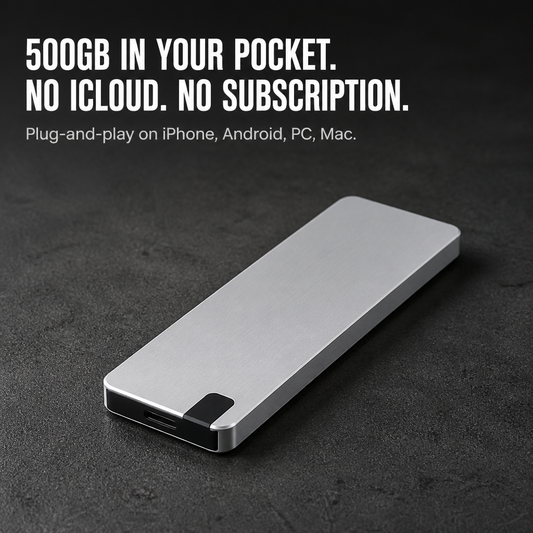 FlashVault™ — Banish "Storage Almost Full" Alerts Forever | Plug-and-Play 500GB