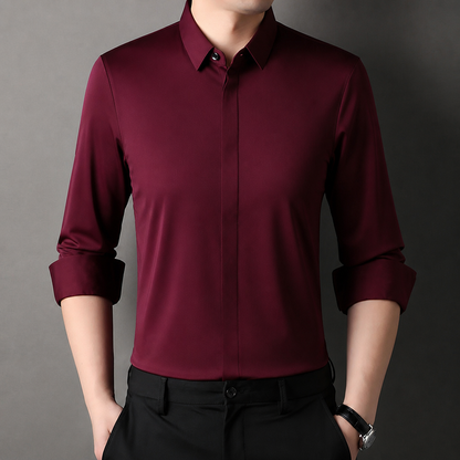 Vantori™ – Wrinkle-Free Slim-Fit Dress Shirt with 4-Way Stretch