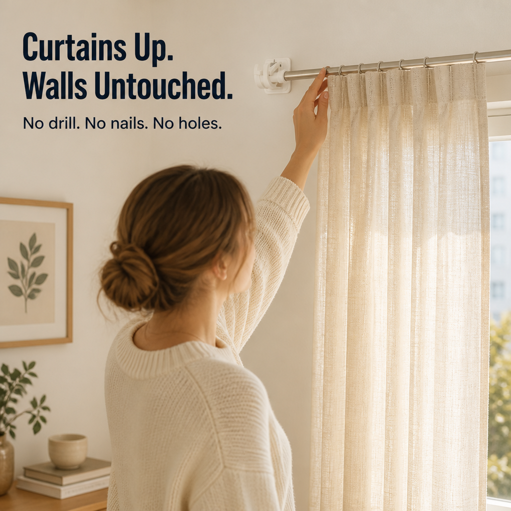 GripSafe™ — Mount Curtain Rods in 60 Seconds Without Drilling Any Holes