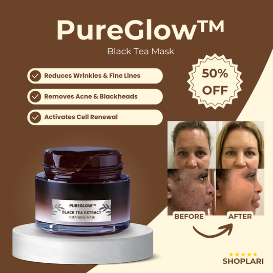 1+1 Free | PureGlow Black Tea Mask™ Minimizes Wrinkles and Fine Lines for Youthful Skin