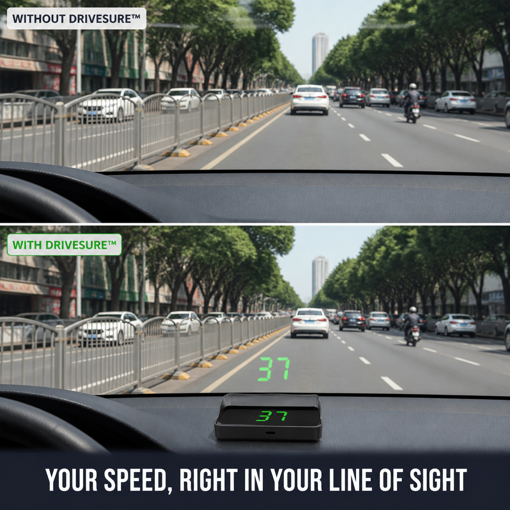 DriveSure™ GPS HUD — Display Your Actual Speed in HD on Your Windshield