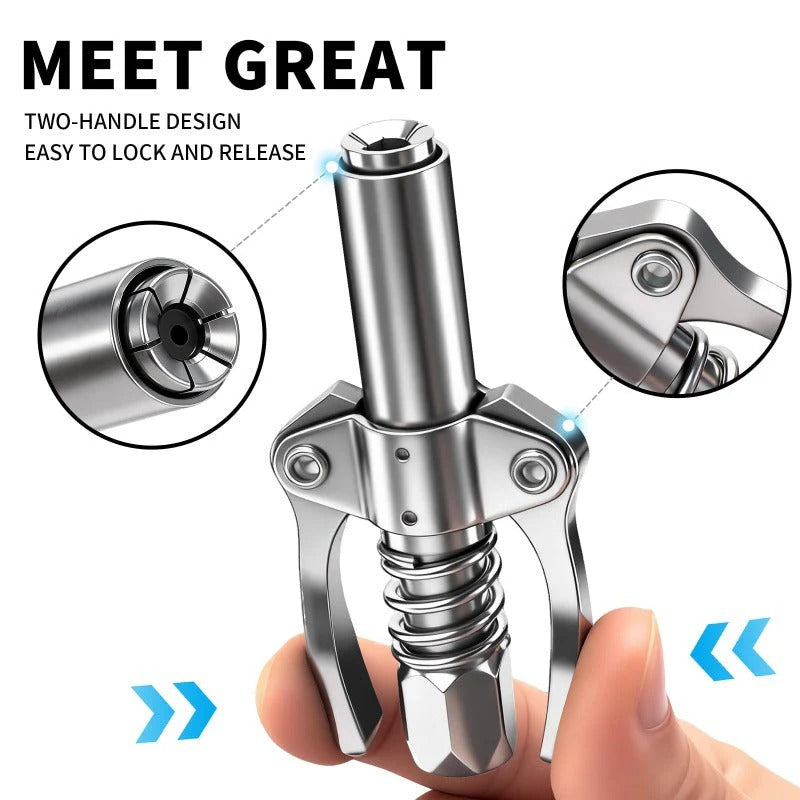 IronGrip™ — Hands-Free Lock on the Zerk and Pump Grease