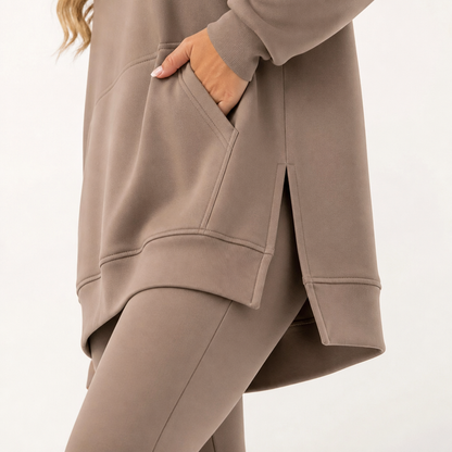 GlowFlex™ – Comfy Hooded Tunic & High-Waist Leggings Set