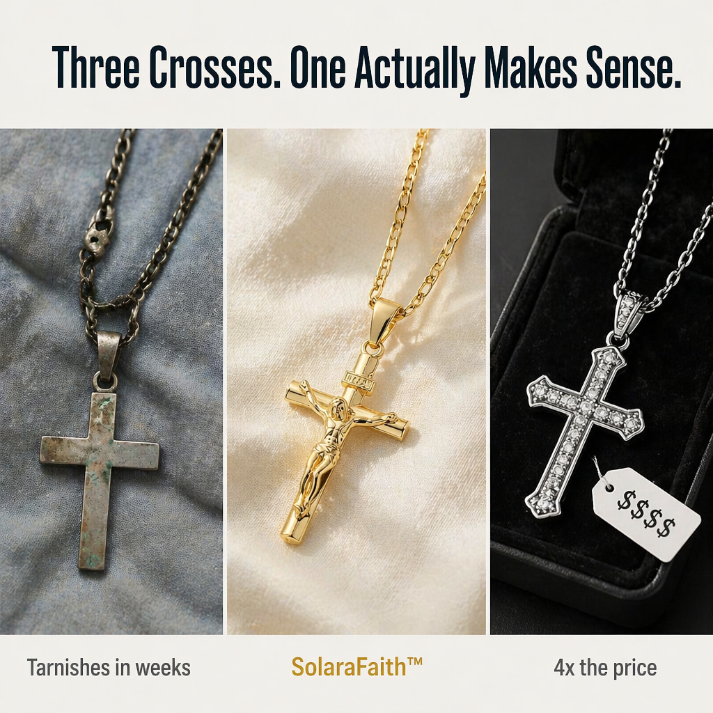 SolaraFaith™ — Sport a Crucifix That Resists Tarnish, Breakage, and Green Neck Stains