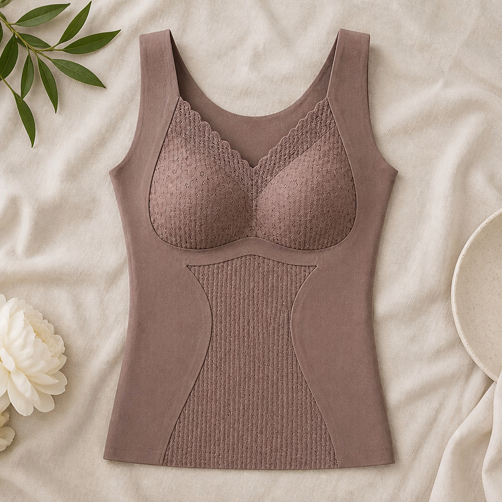 VeloFlex™ – Seamless Thermal Shaping Camisole with Integrated Lace Bra