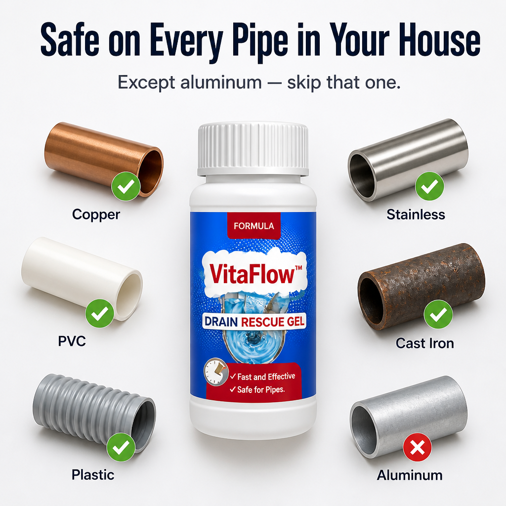 VitaFlow™ Drain Rescue — Dissolve Stubborn Blockages Fast Without Damaging Your Pipes