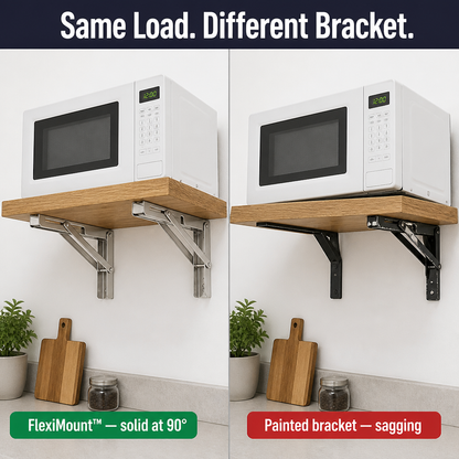 FlexiMount™ — Install Drop-Down Shelves Supporting 550 lbs That Fold Flat in Moments