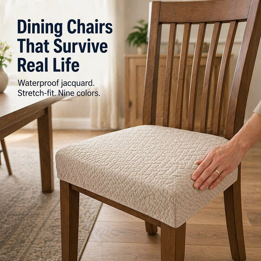 SlipGuard™ Jacquard Chair Covers — Protect Every Seat Against Spills, Stains & Sticky Hands