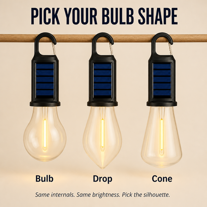 LumaVibe™ — Solar Clip-On Bulb Illuminates Entire Tent Overnight, Battery-Free