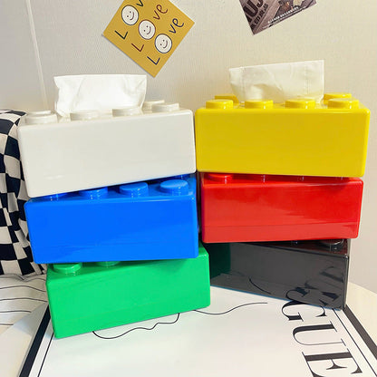 Innovative Wall-Mounted Tissue Box Holder Featuring Building Blocks