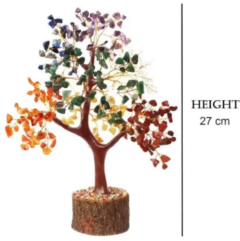 Seven Chakra Gemstone Tree Natural Crystal 150 Beads Feng Shui Prosperity Tree 7 Chakra Home Decoration Healing- Dealswap