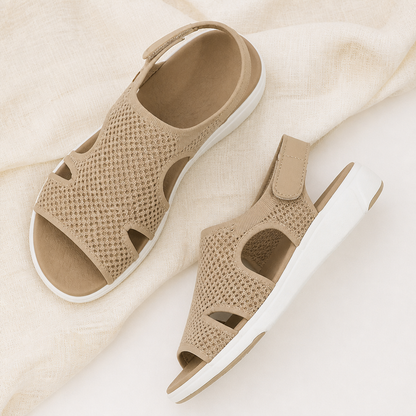 AeroLuxe™ – Padded Mesh Slingback Sandals Featuring Velcro Strap