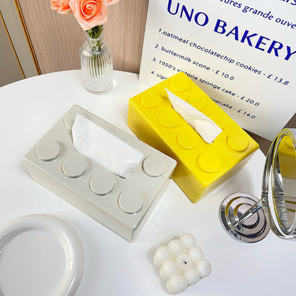 Innovative Wall-Mounted Tissue Box Holder Featuring Building Blocks