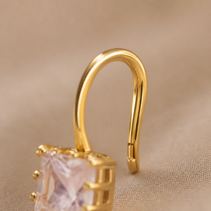 LumaLuxe™ – Delicate Square-Cut Crystal Dangle Earrings in Gold