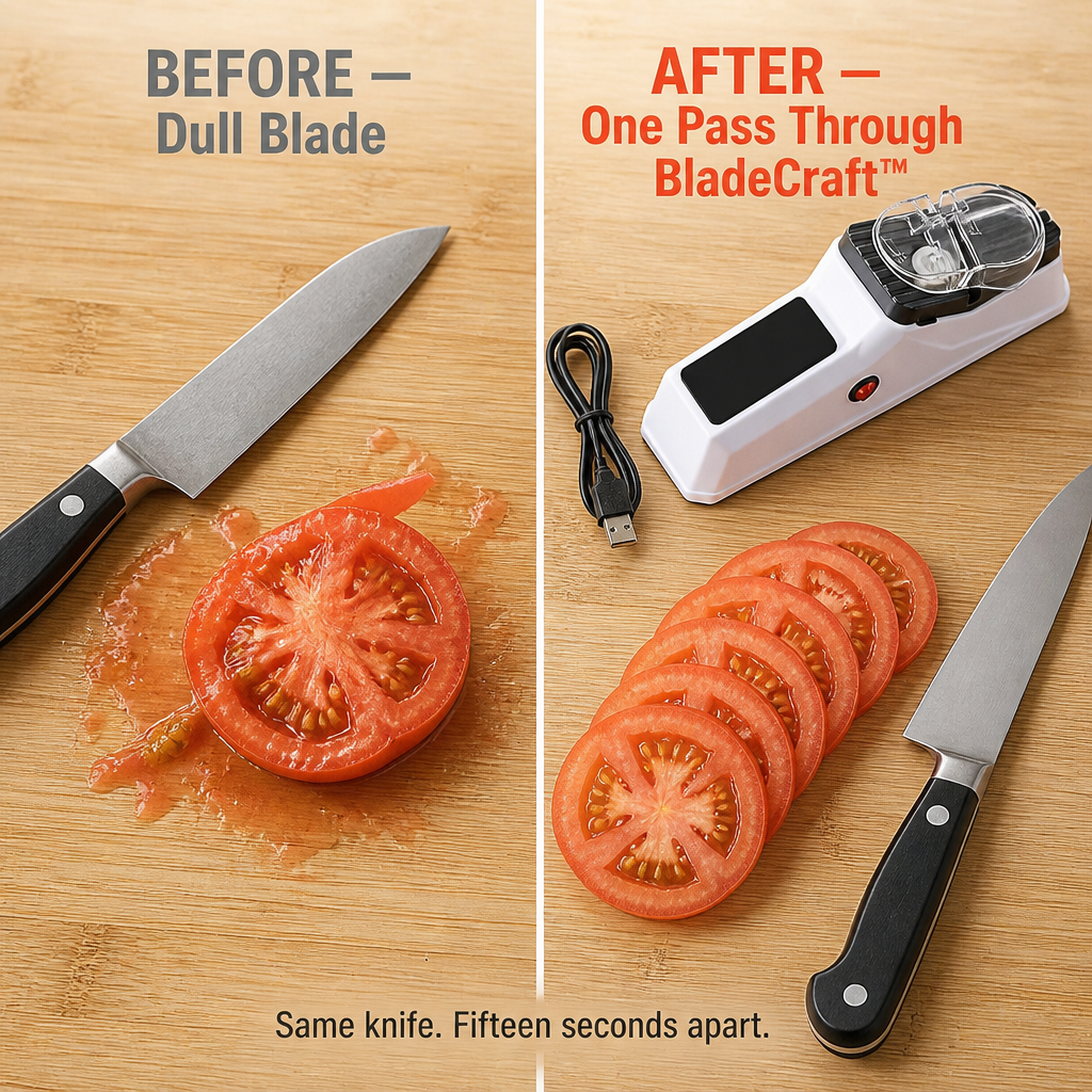 BladeCraft™ — Sharpen Knives to Slice Through Tomatoes Like New Again
