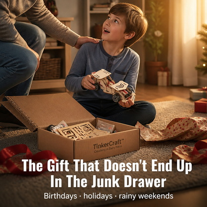 TinkerCraft™ — Construct Genuine Working Wooden Machines That Draw Kids Away from Screens
