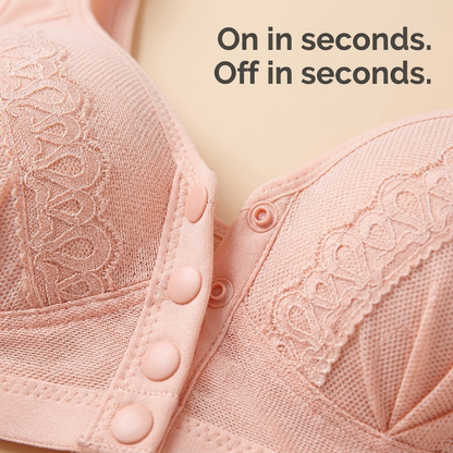 Sculptique™ – Wireless Lift Bra with Front Snap and Lace Accents