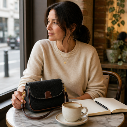 SolaraVera™ – Timeless Pebbled Leather Crossbody with Magnetic Snap
