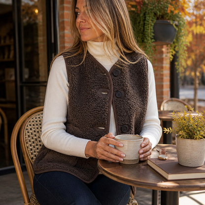 CloudWarm™ – Cozy Sherpa Sleeveless Vest with Button Closure