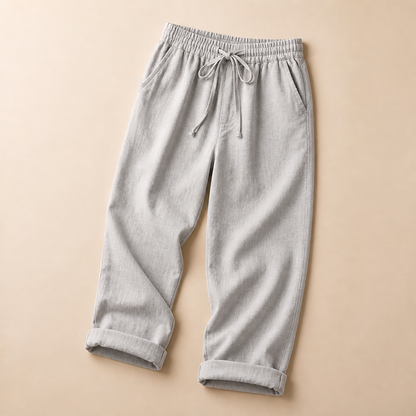 SenseLuxe™ – Lightweight Cotton-Linen Capri Pants Featuring Rolled Cuffs