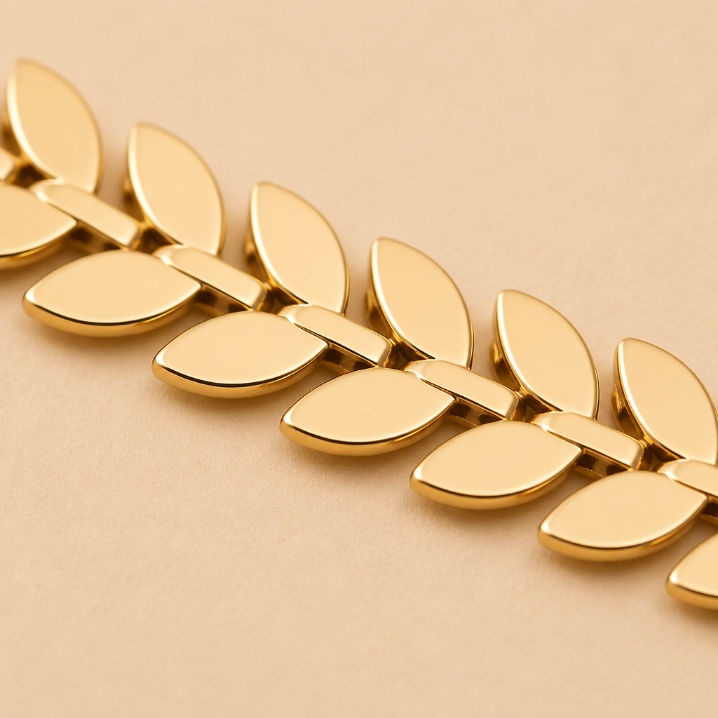 RadianceAura™ – Layered Gold-Plated Bracelets Featuring Pearl & Laurel Accents