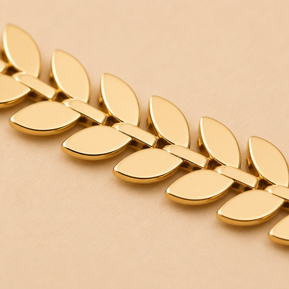 RadianceAura™ – Layered Gold-Plated Bracelets Featuring Pearl & Laurel Accents
