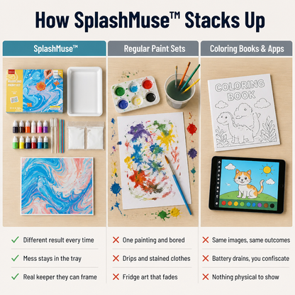 SplashMuse™ Marbling Paint Kit — Swirl, Lift & Display Genuine Marbled Prints Made by Kids Themselves