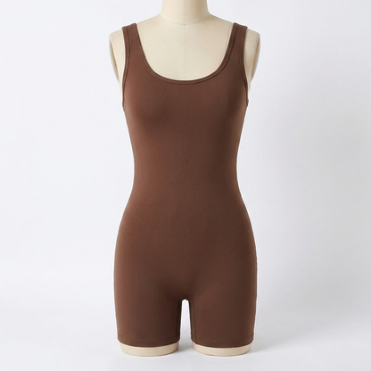 SculptAura™ – Smooth Square-Neck Contouring Bodysuit with Mid-Thigh Length