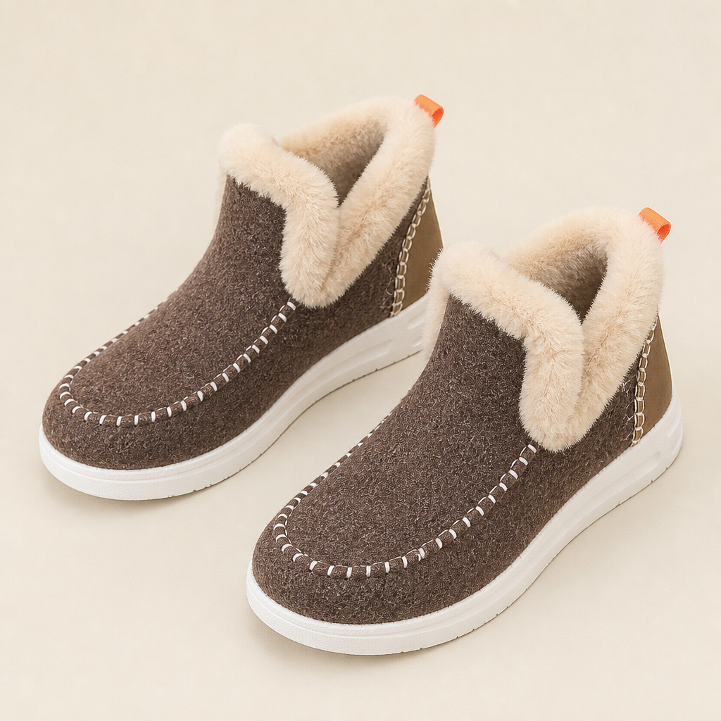 StrideEase™ – Plush Faux Fur-Lined Slip-On Winter Boots