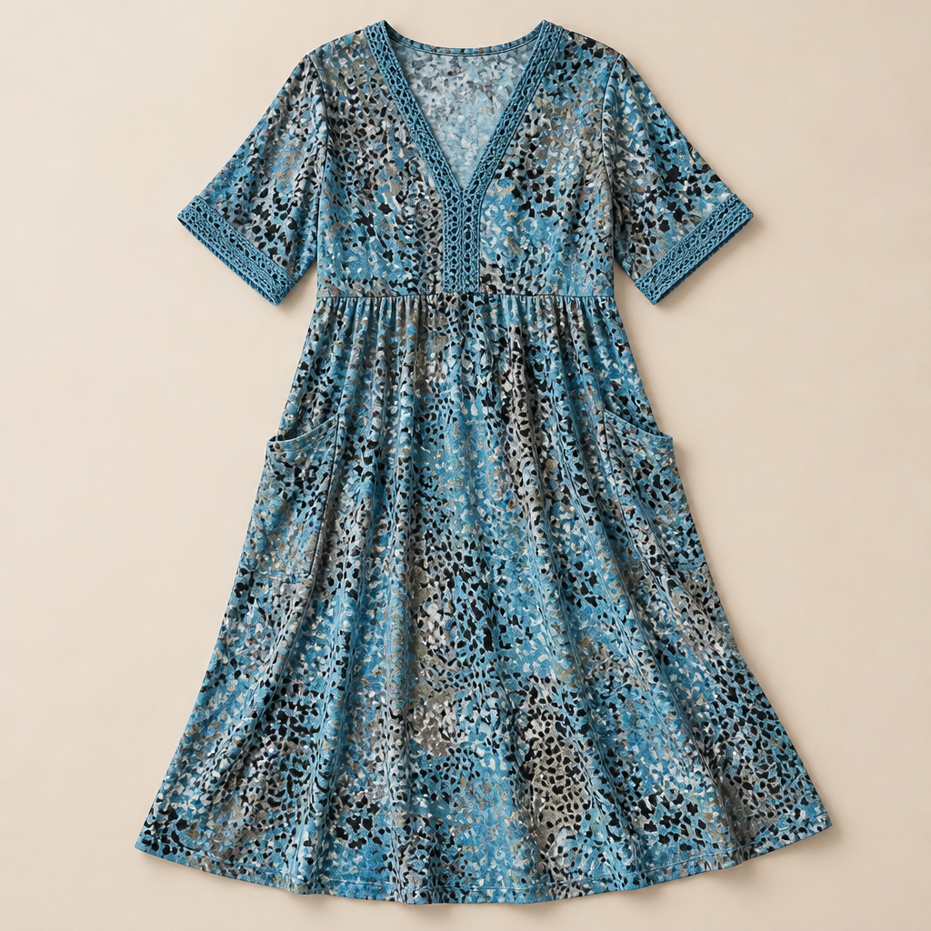 Aesthetic — printed boho midi dress focused on style, comfort, and sophisticated-vacation vibe.