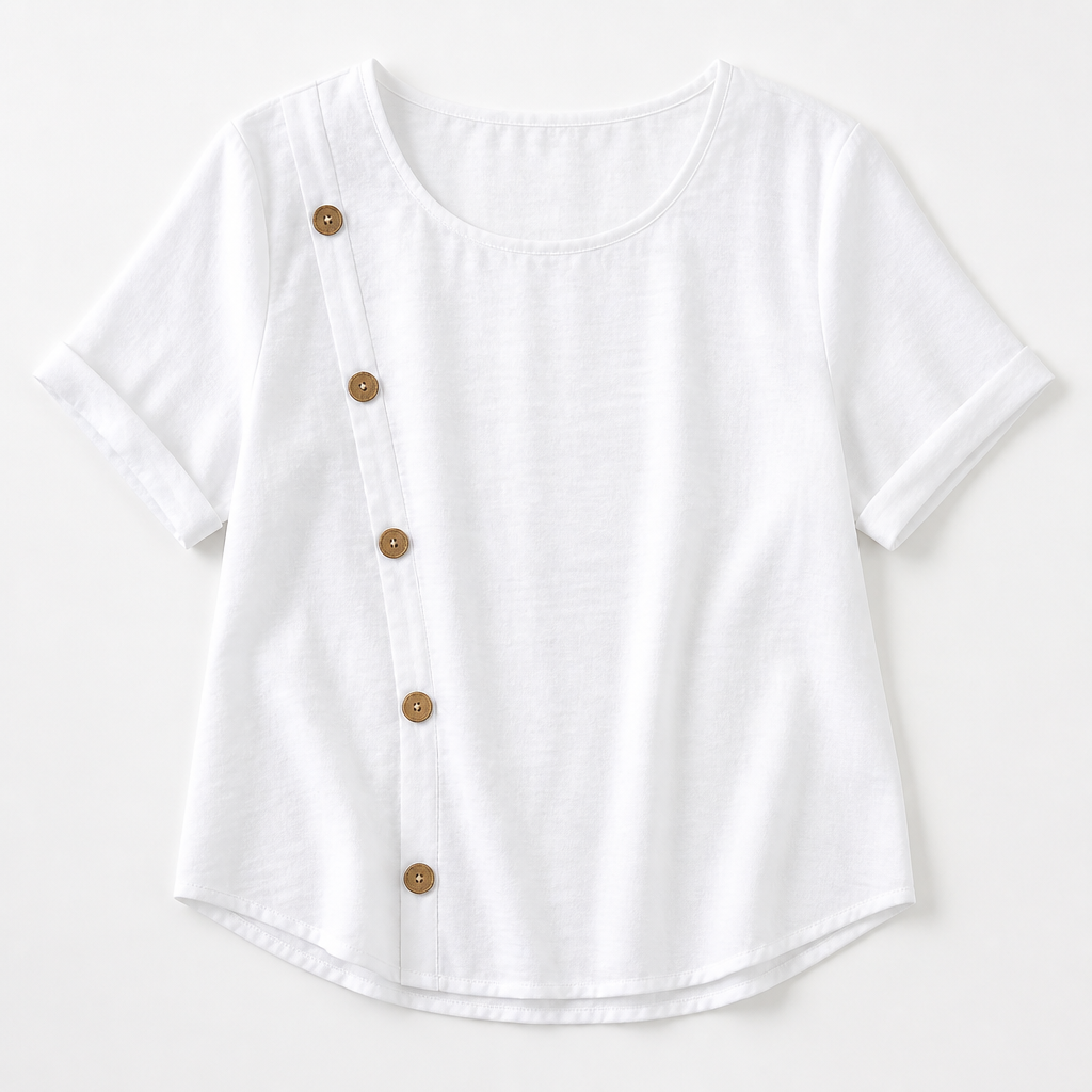 LumeaLuxe™ – Casual Cotton Top with Side-Button Accent