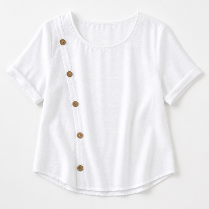 LumeaLuxe™ – Casual Cotton Top with Side-Button Accent