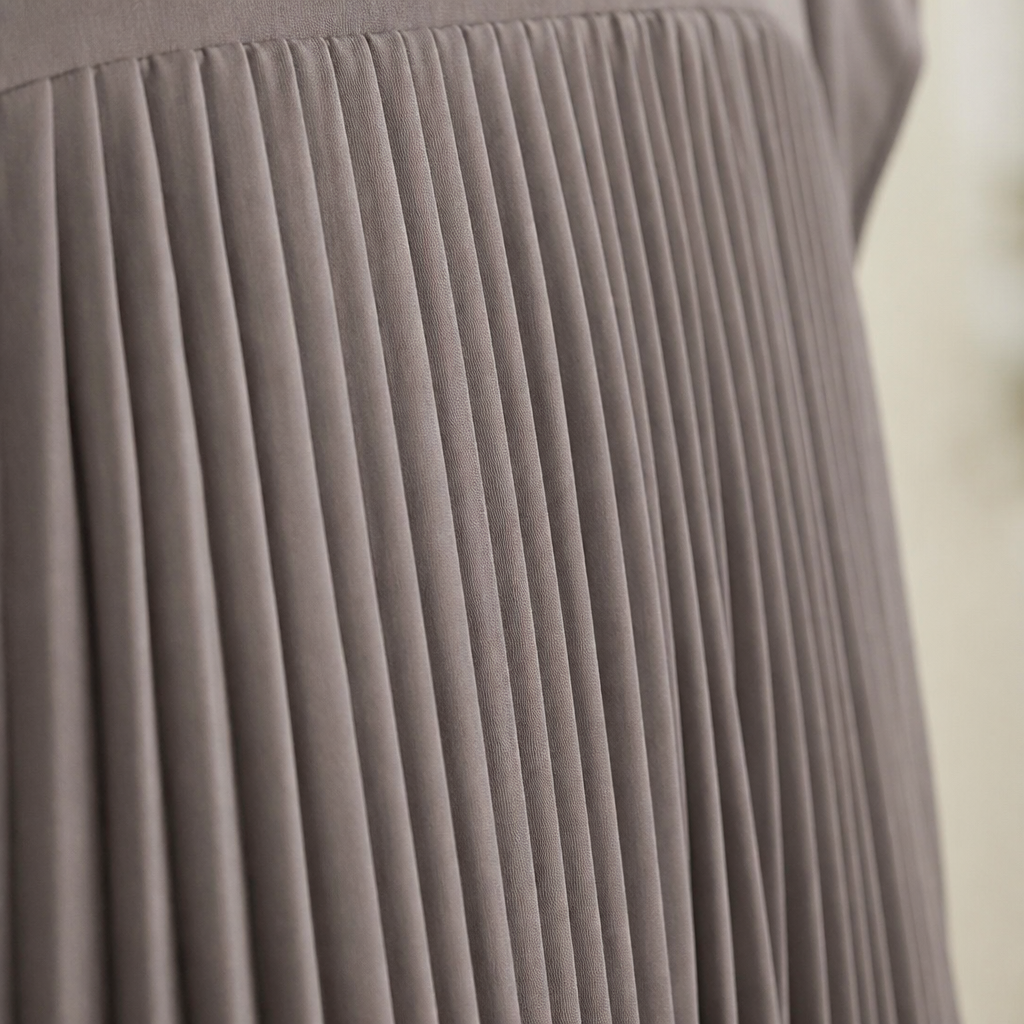 NovaLuma™ – Draped Pleated Two-Piece Outfit with Asymmetric Hem