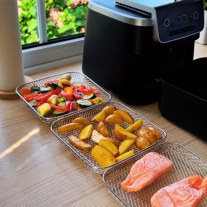 Multi-layer Air Fryer Baskets with 2 Complimentary Heat-Resistant Tongs