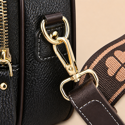VieraBelle™ – Compact Structured Crossbody Bag with Bold Patterned Strap