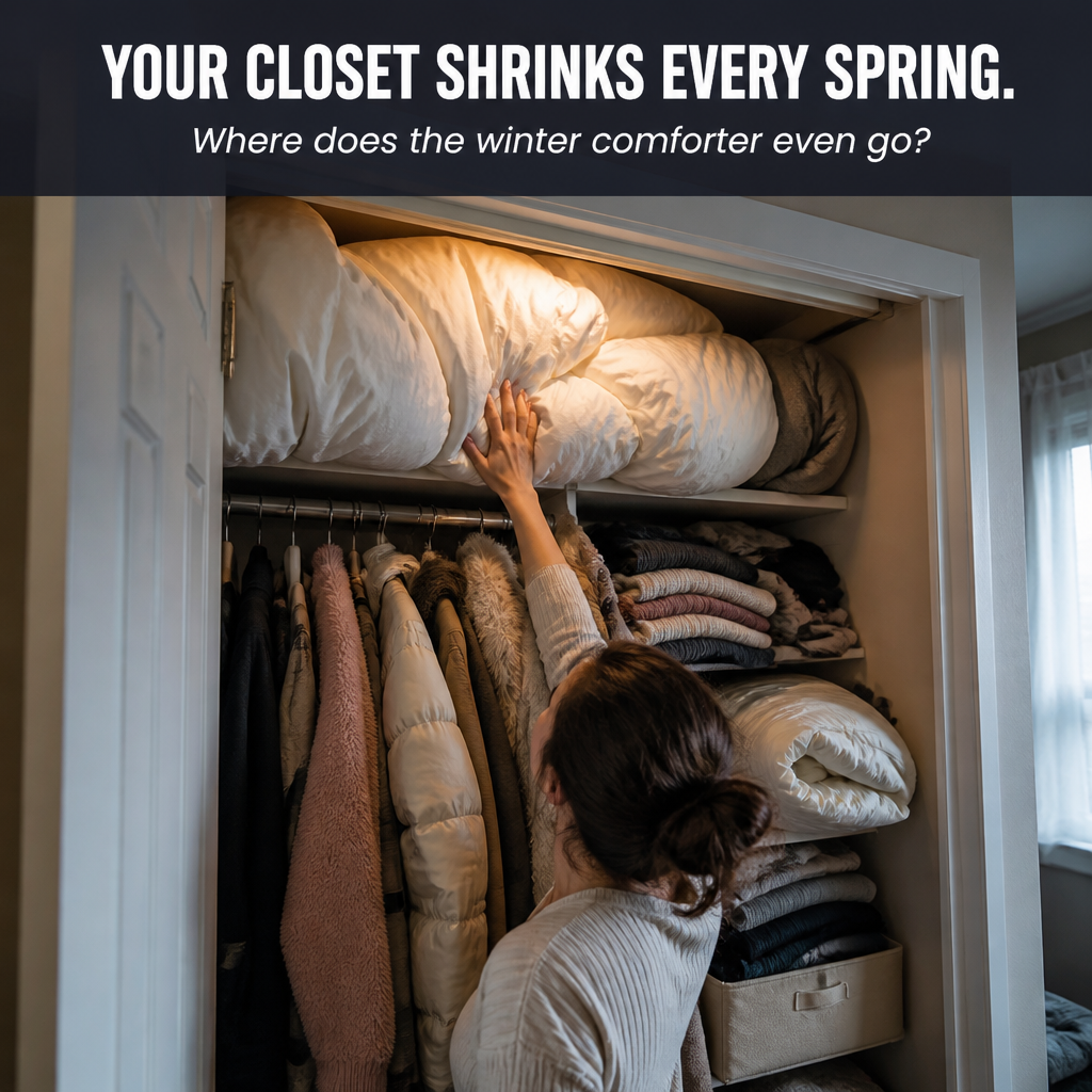 SwiftSpace™ — Squash Comforters, Coats & Bedding to One-Fifth Their Size, No Pump Needed