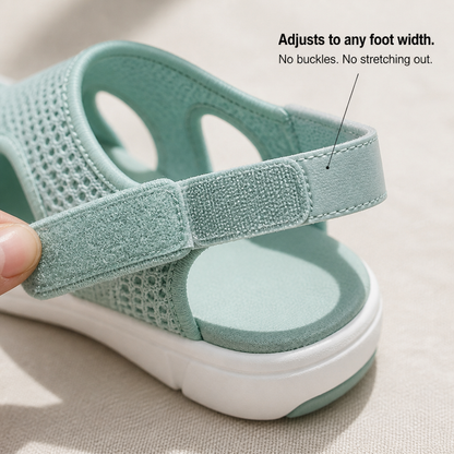 AeroLuxe™ – Padded Mesh Slingback Sandals Featuring Velcro Strap