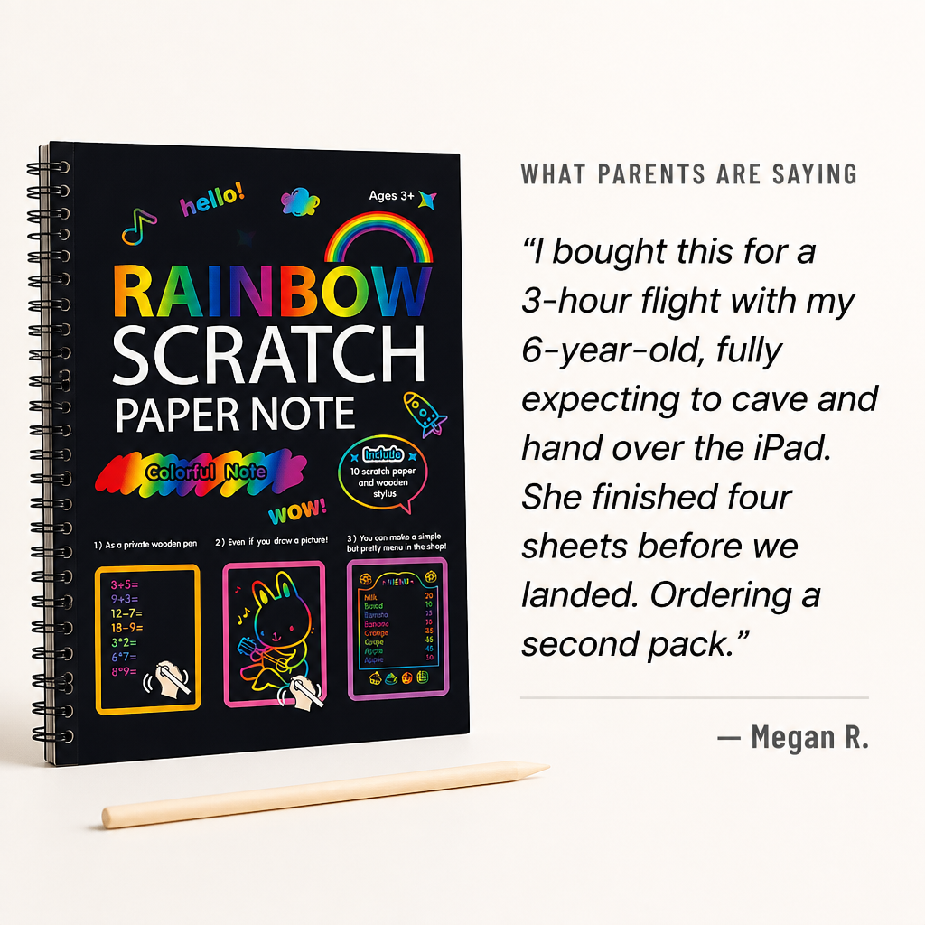 VividDreams™ Scratch Art Notebook — Swap Screen Time For Calm, Clean Rainbow Fun