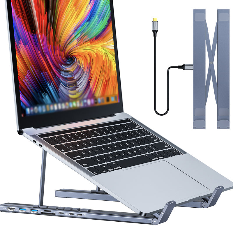 StreamlineSync™ 8-Port Dock & Adjustable Stand — Crush Neck Pain and Command Your Workspace with Effortless Focus