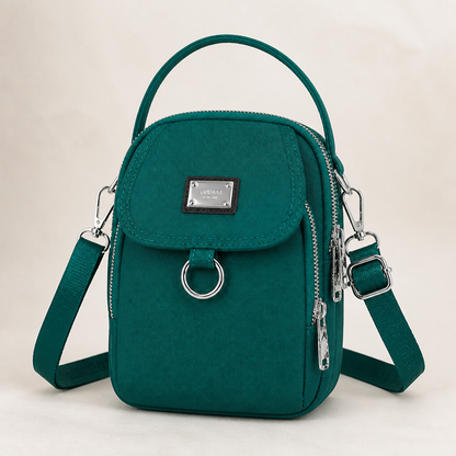 VeloTrek™ – Weatherproof Oxford Compact Crossbody Bag with Triple-Zip Design