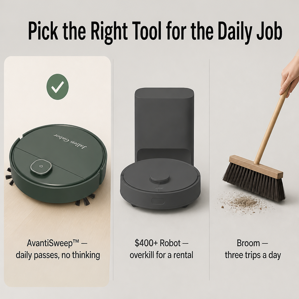 AvantiSweep™ — Tidy Daily Hair, Dust & Crumbs Between Cleans