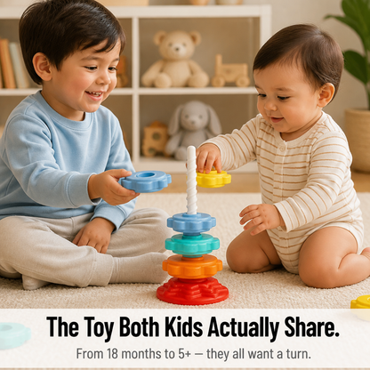 TwirliPlay™ — Twirl Rainbow Discs Around a Spiral Pole Toddlers Love to Spin