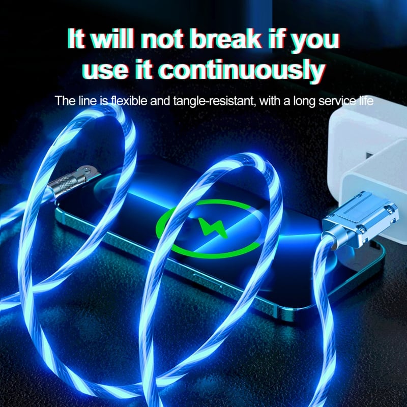 GlowLink - Fast Charging Cable with 540° Rotation and Illuminated Lights