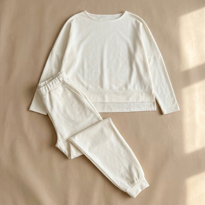LuminaEase™ – Casual Boat-Neck Top & Slim Fit Pant Set