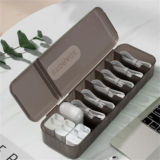 Cable Organizer Box with 7 Compartments for Home and Travel Use