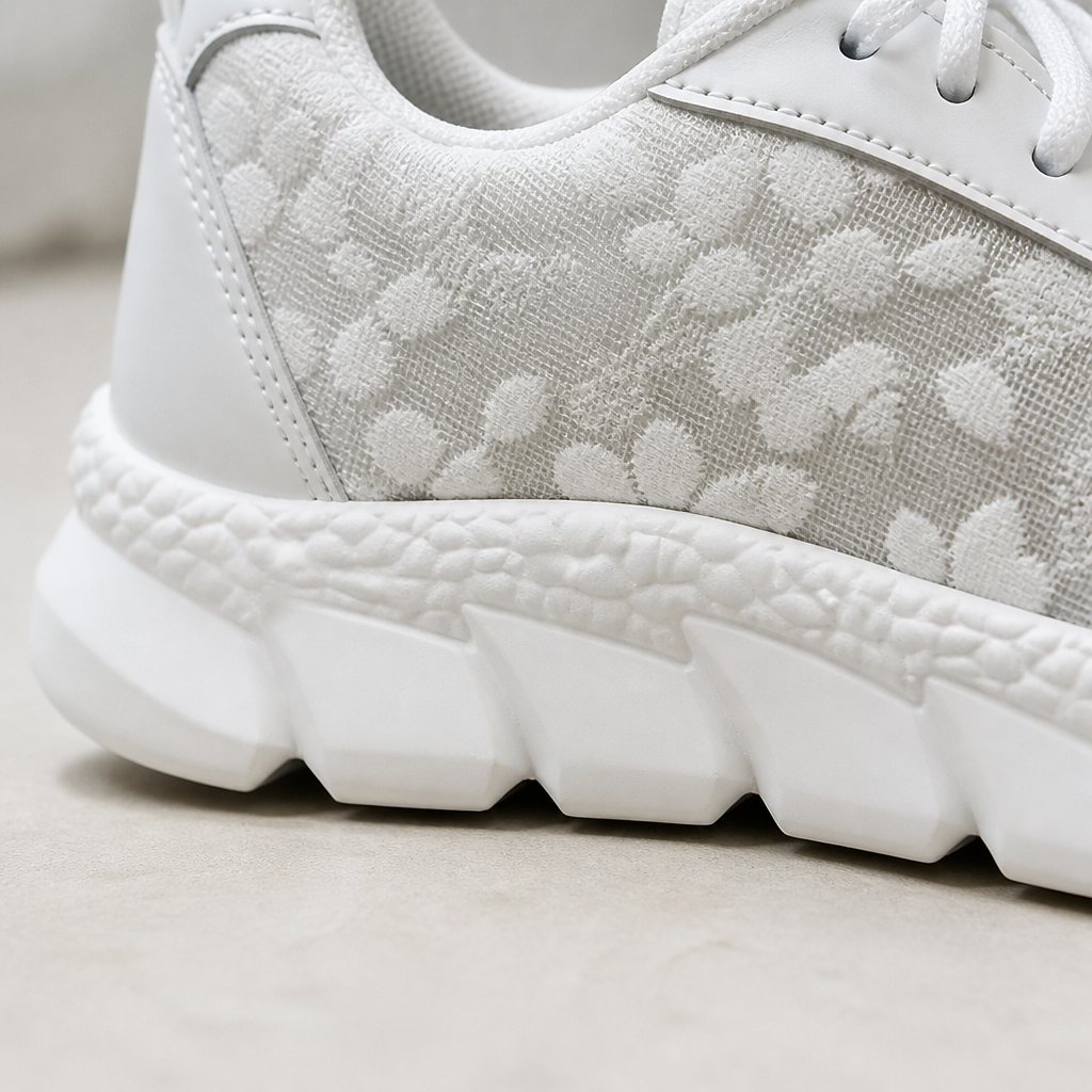 LunaStride™ – White Floral Lace Mesh Platform Sneakers