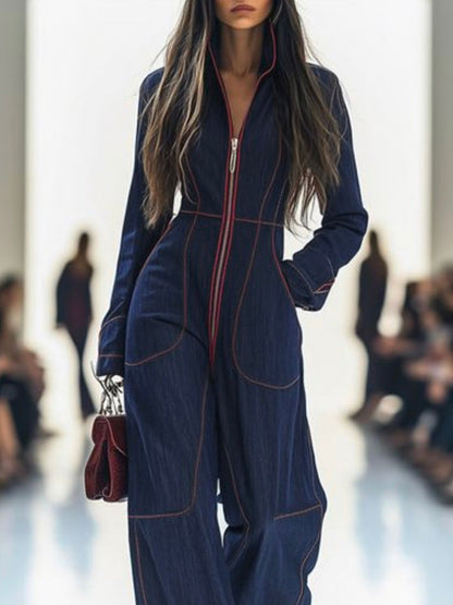AriaFlex™ Wide-Leg Denim Jumpsuit — Unleash Effortless Confidence and Move with Grace All Day