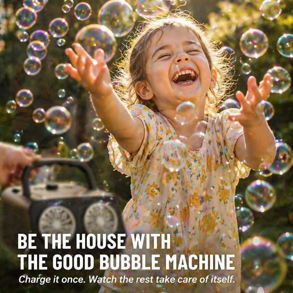BubblyRush™ — Drench Every Backyard Bash With a Twin-Disc Bubble Blast