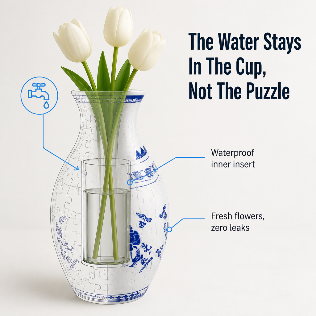 BloomCraze™ — Click 160 Pieces Together Into a Porcelain-Style Vase That Fits Real Flowers